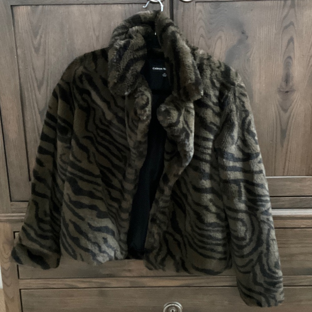 Catherine Malandrino Brown Tiger Print Teddy Jacket